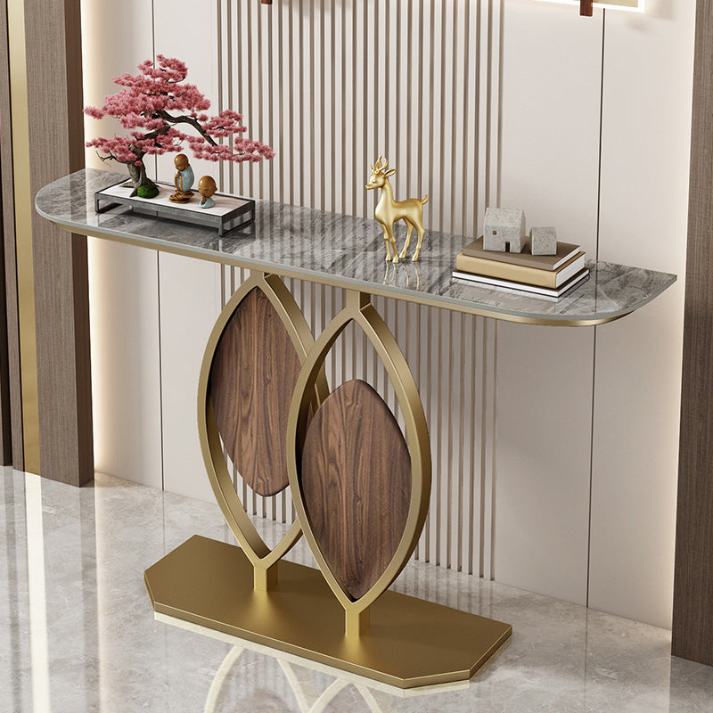 Glam Metal Accent Table Half Moon Sofa Console Table for Hall