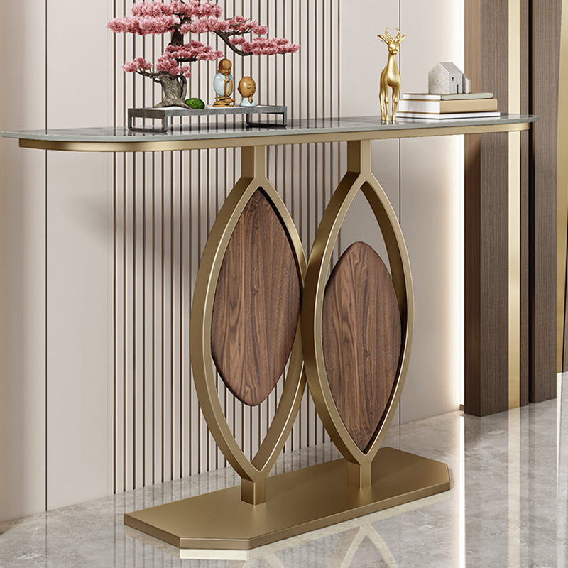 Glam Metal Accent Table Half Moon Sofa Console Table for Hall