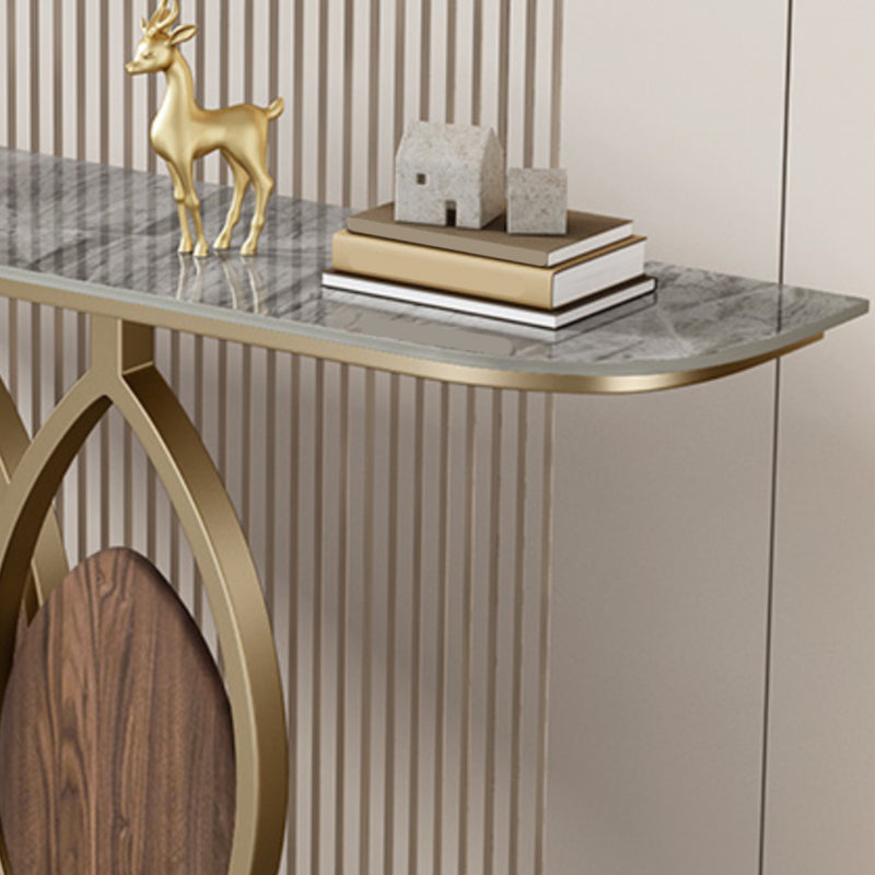 Glam Metal Accent Table Half Moon Sofa Console Table for Hall