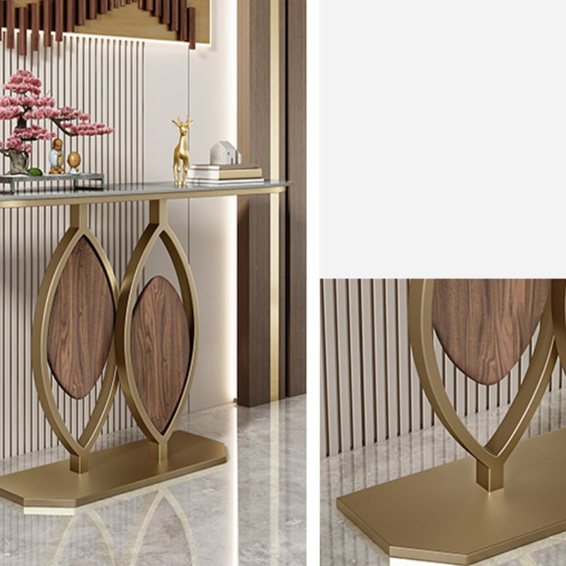 Glam Metal Accent Table Half Moon Sofa Console Table for Hall