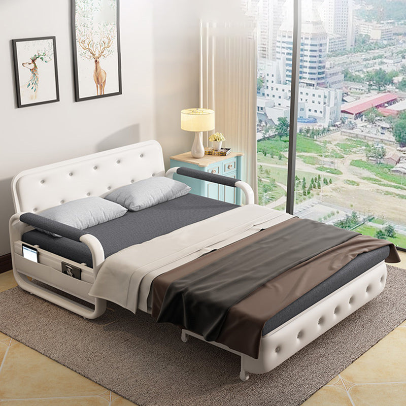 33.46"H Square Arm Sleeper Scandinavian Styled Sofa Bed with Pillows