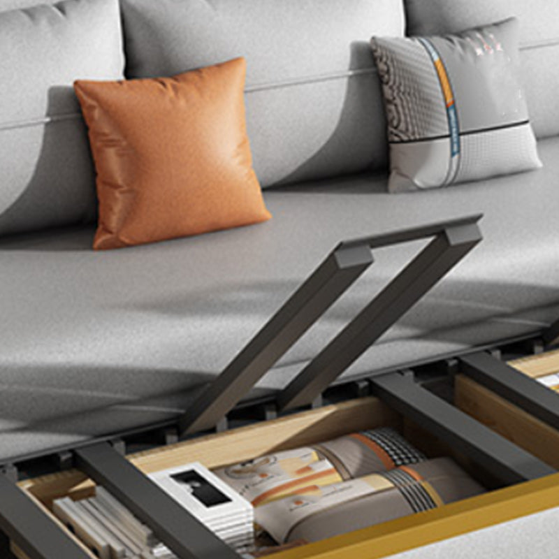 Faux Leather Armless Sofa Bed Glam Styled Gray Upholstered Sleeper