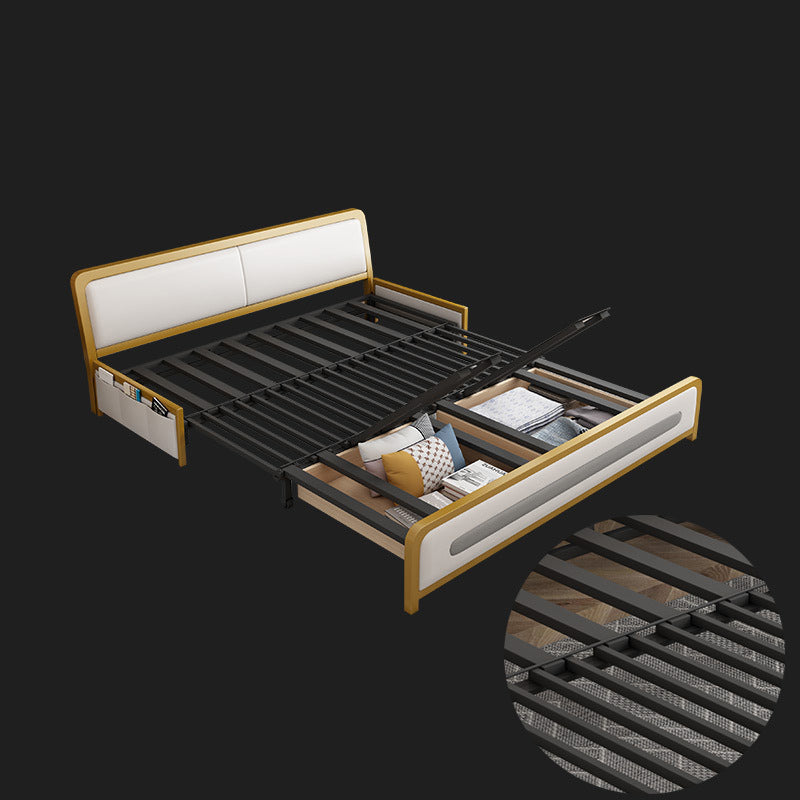 Faux Leather Armless Sofa Bed Glam Styled Gray Upholstered Sleeper