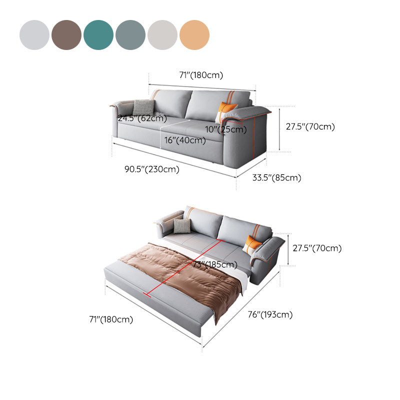 Scandinavian Faux Leather Sleeper Pillow Top Arms Sofa Bed with Storage