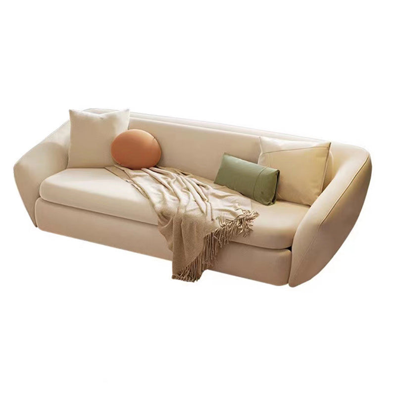 Square Arm Sleeper Scandinavian Styled Sleeper Faux Leather Sofa Bed