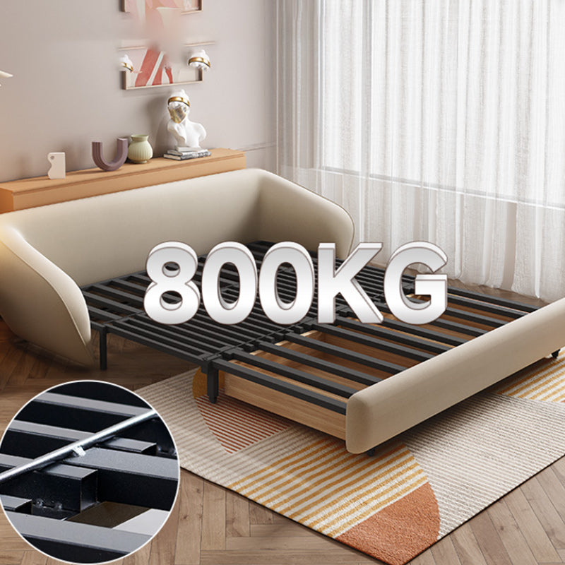 Square Arm Sleeper Scandinavian Styled Sleeper Faux Leather Sofa Bed