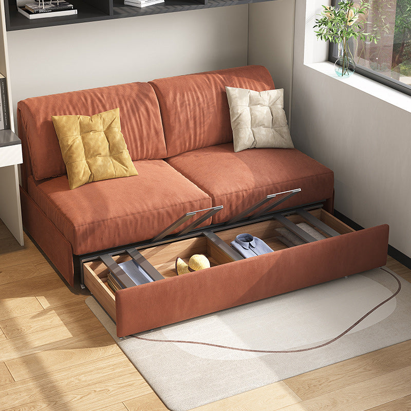 33.46" H Armless Sleeper Glam Styled Sleeper Sofa Bed in Orange