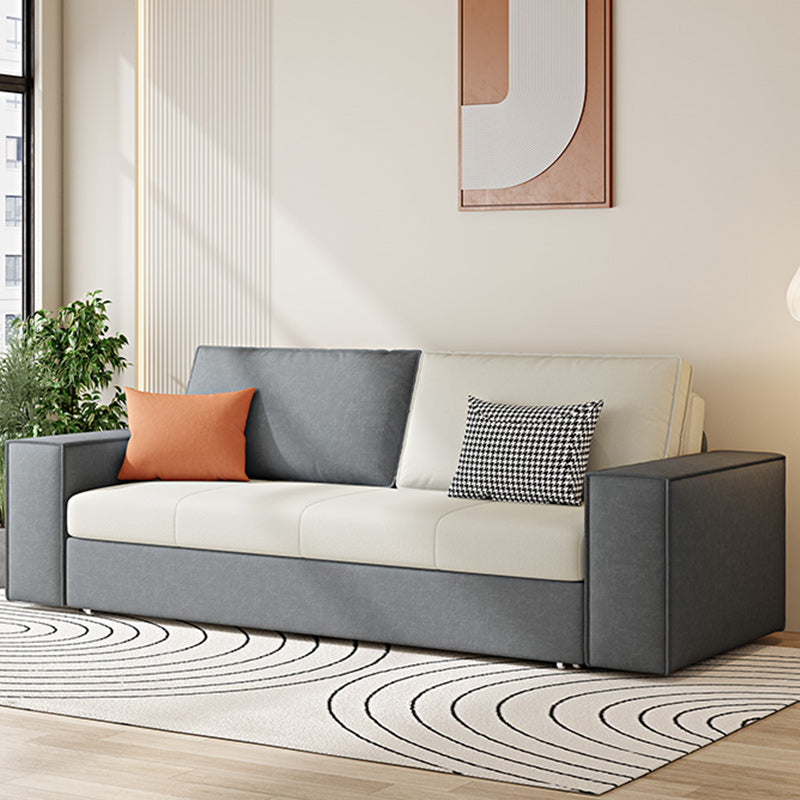 33.46"H Faux Leather Sleeper Sofa Upholstered Square Arm Sofa Bed