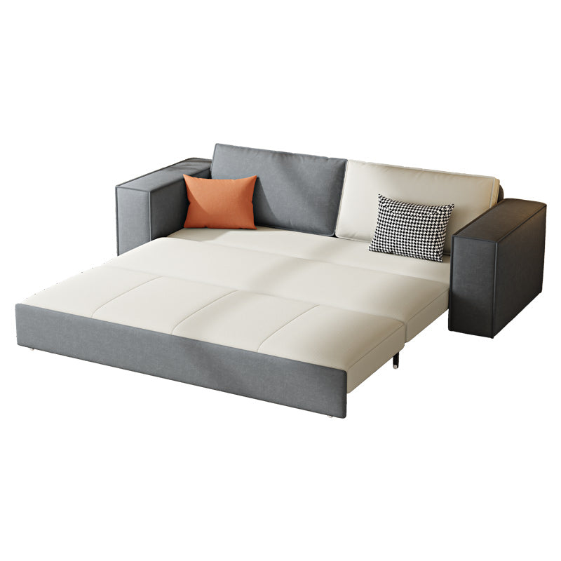 33.46"H Faux Leather Sleeper Sofa Upholstered Square Arm Sofa Bed