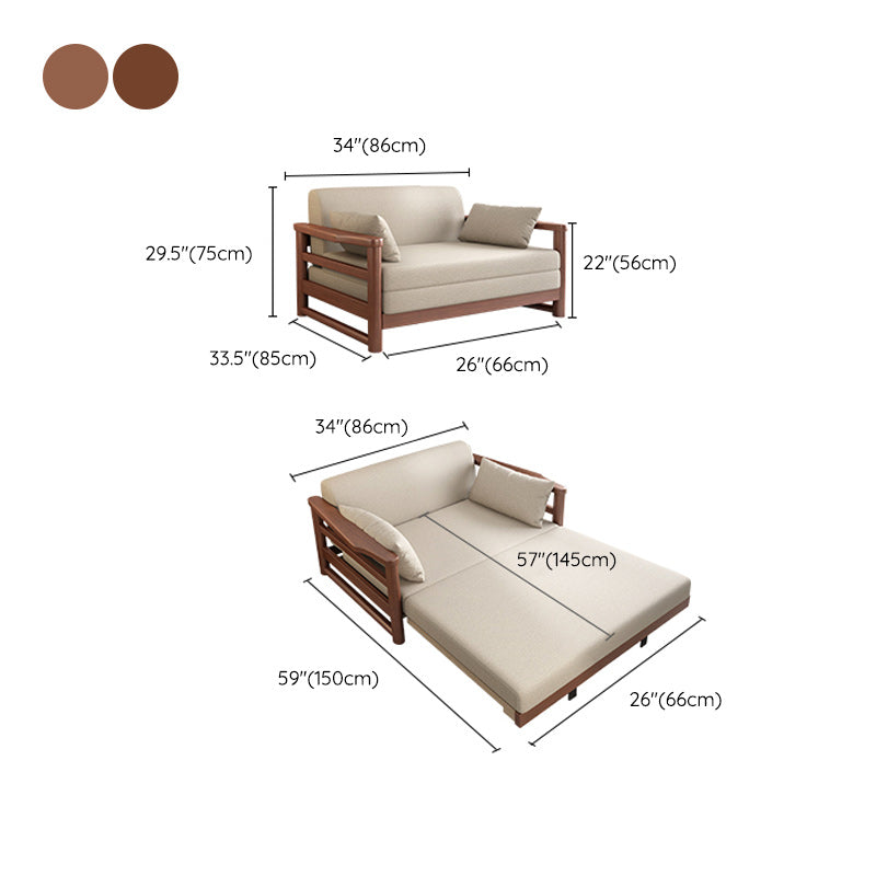 Scandinavian Linen Blend Sleeper Sofa Wood Frame Square Arm Sofa Bed