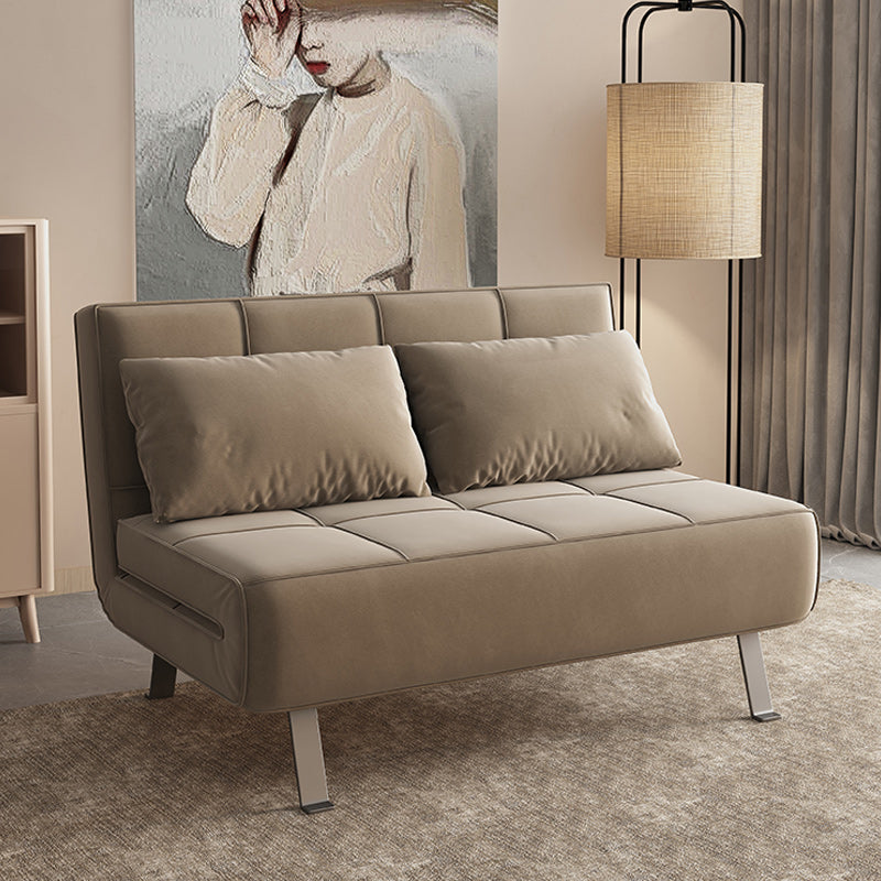 Glam Cushion Back Sleeper Sofa Solid Color Armless Sofa Bed with Pillows