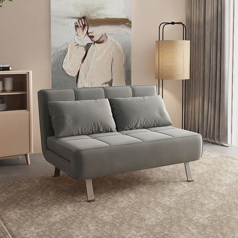 Glam Cushion Back Sleeper Sofa Solid Color Armless Sofa Bed with Pillows