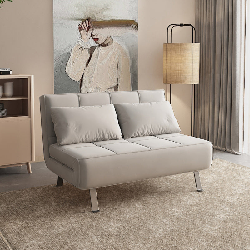 Glam Cushion Back Sleeper Sofa Solid Color Armless Sofa Bed with Pillows