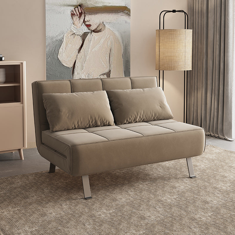 Glam Cushion Back Sleeper Sofa Solid Color Armless Sofa Bed with Pillows