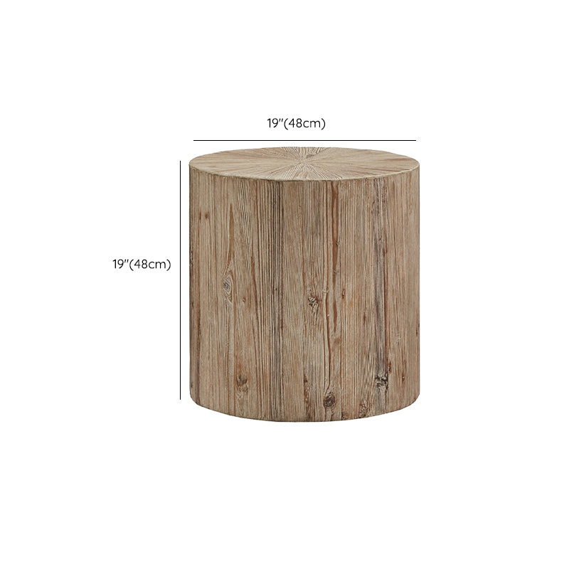Tree Stump End Table Contemporary Wooden Side End Snack Table for Bedroom