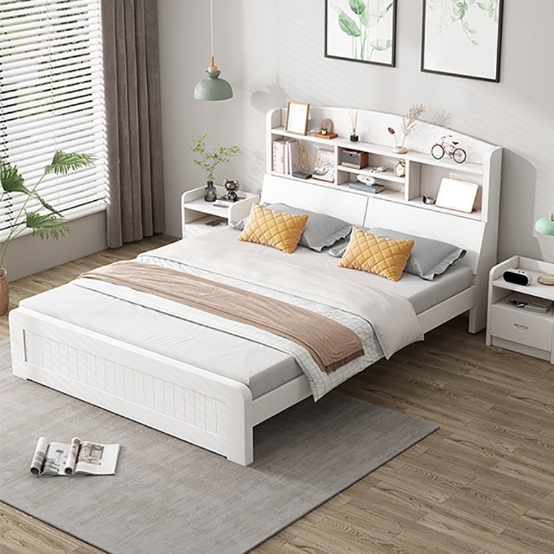 Modern Platform Bed 39.37" High Solid Wood Bed Frame with Shelves and Mattress
