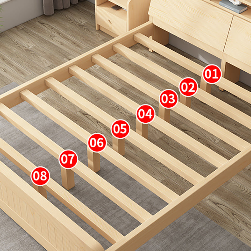 Modern Platform Bed 39.37" High Solid Wood Bed Frame with Shelves and Mattress