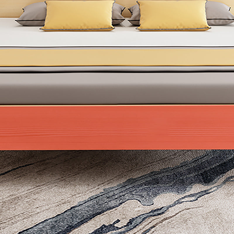 Modern Platform Bed 35.43" High Solid Wood Bed Frame with Shelves