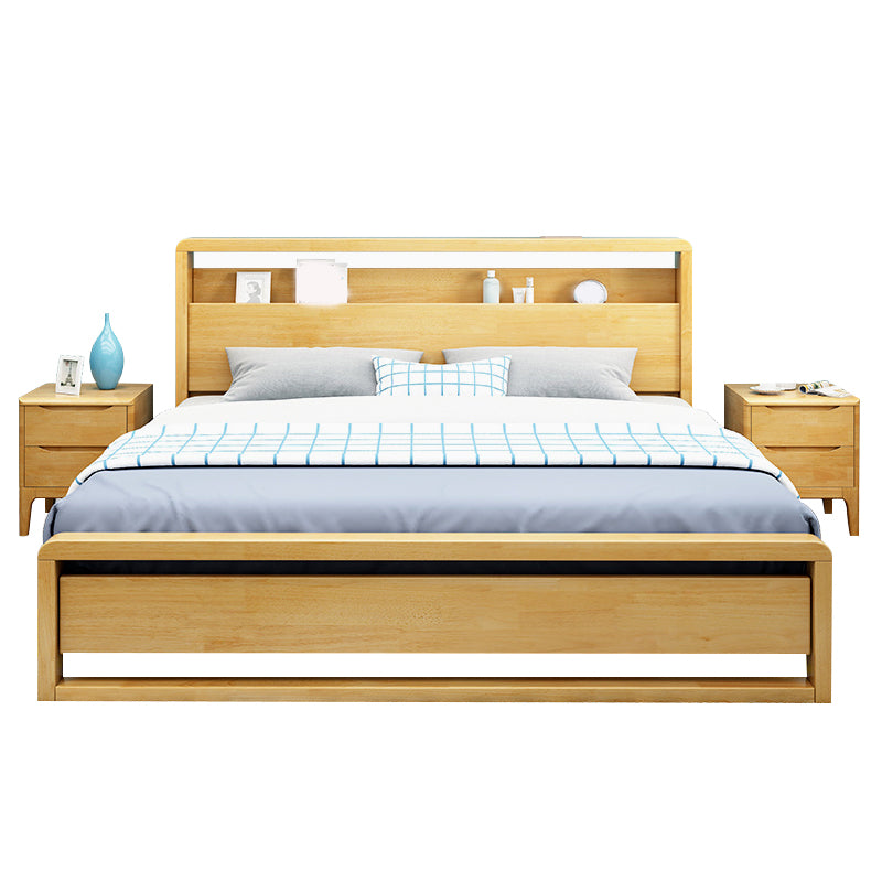 Contemporary Standard Bed with Shelves and Rectangle Headboard