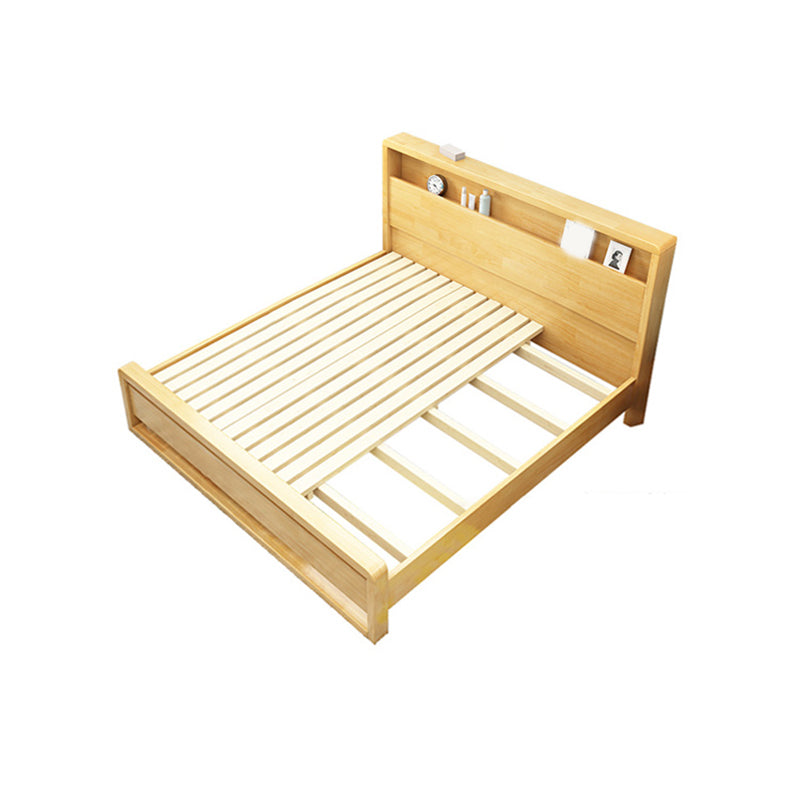 Contemporary Standard Bed with Shelves and Rectangle Headboard