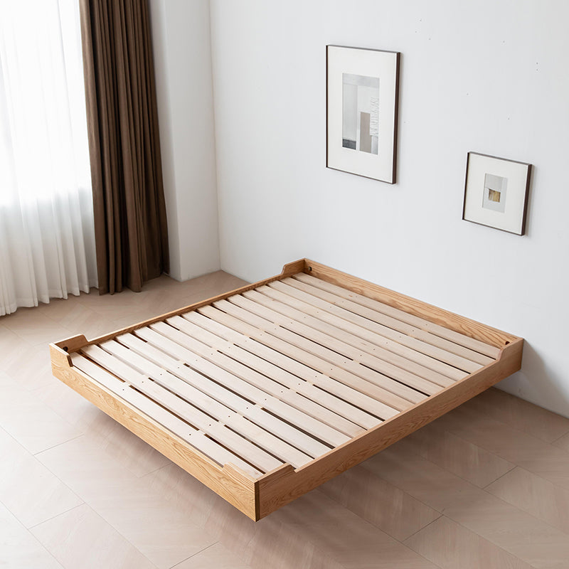 Natural Solid Wood Panel Bed Brown Contemporary Standard Bed