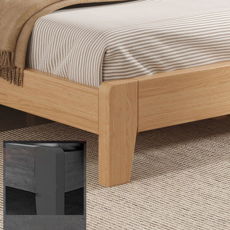 Natural Solid Wood Panel Bed with Headboard Pine Wood Standard Bed