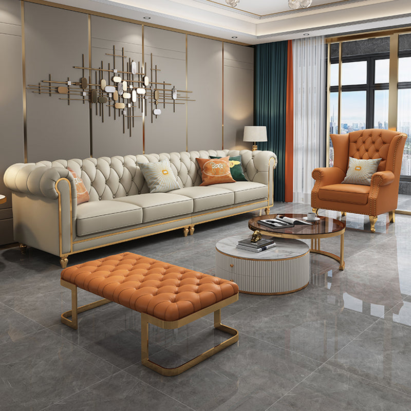 33"W Mid Century Modern Sofa Bed Rolled Arm Cushions Sofa with Pillows