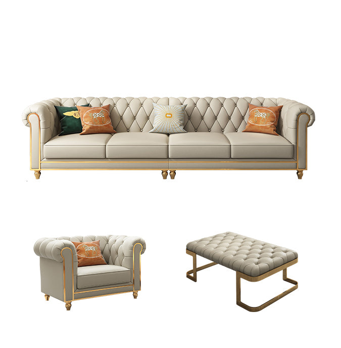 33"W Mid Century Modern Sofa Bed Rolled Arm Cushions Sofa with Pillows