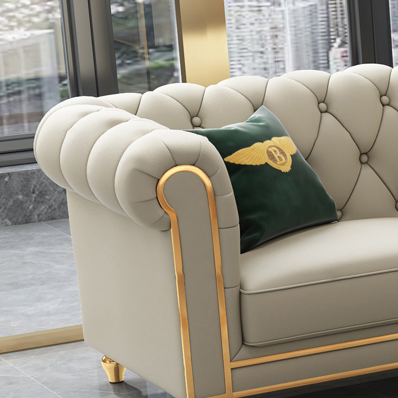 33"W Mid Century Modern Sofa Bed Rolled Arm Cushions Sofa with Pillows