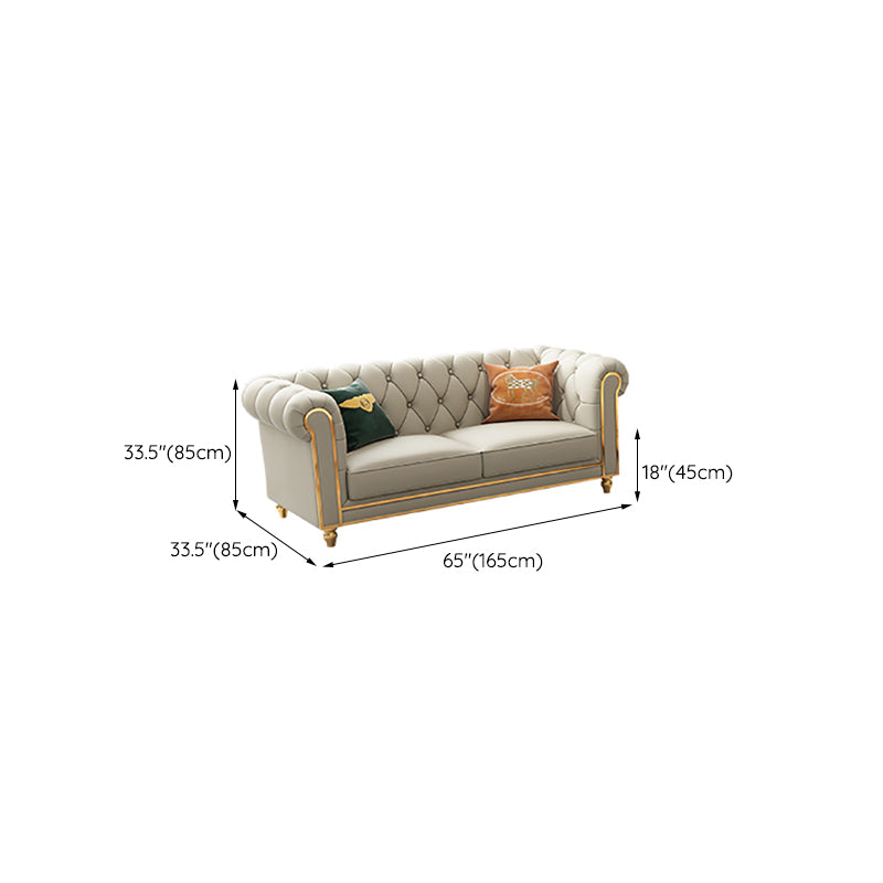 33"W Mid Century Modern Sofa Bed Rolled Arm Cushions Sofa with Pillows