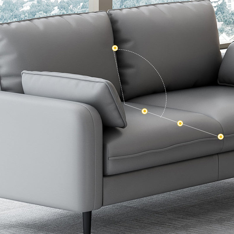 Scandinavian Faux Leather Sofa with Pillow Top Arms for 3 People