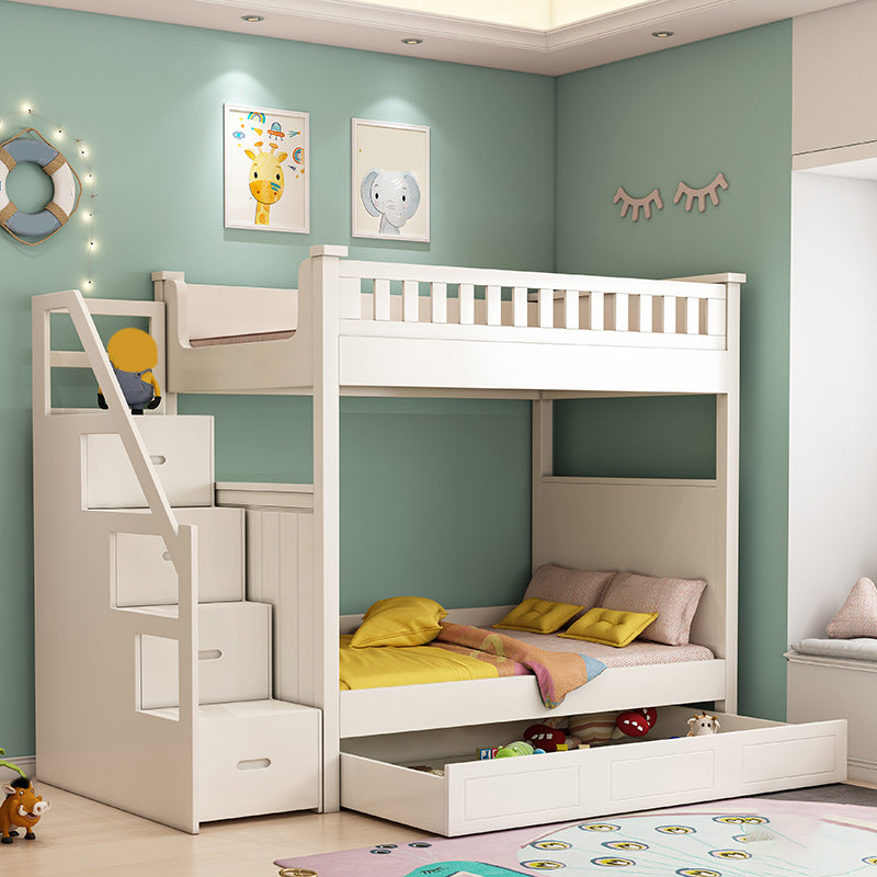 Wood Mattress Included Bunk Bed Solid Color Rectangular Bunk Bed