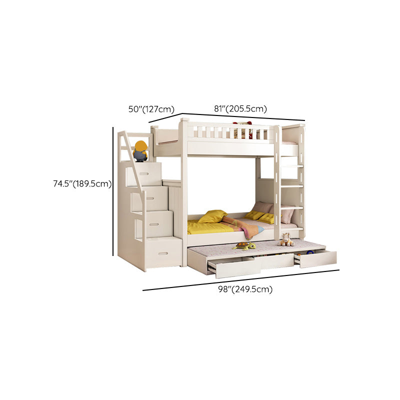 Wood Mattress Included Bunk Bed Solid Color Rectangular Bunk Bed