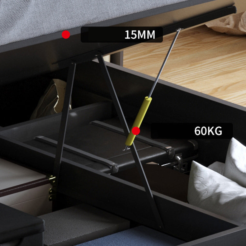 Contemporary Wood Bed Frame Solid Color Standard Bed with Lift Up Storage