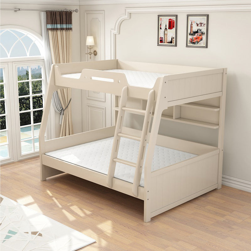 Contemporary Wood White Mattress Included with Drawers Rectangular Bunk Bed