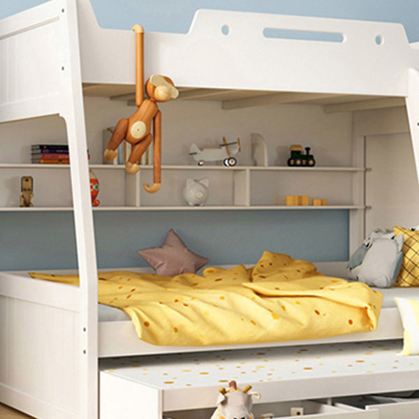 Contemporary Wood White Mattress Included with Drawers Rectangular Bunk Bed