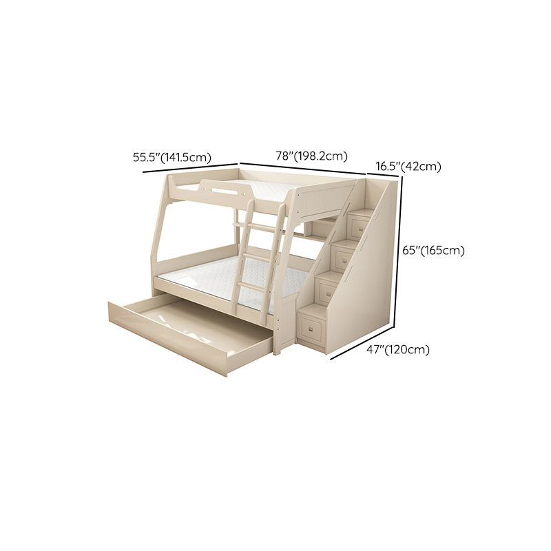 Contemporary Wood White Mattress Included with Drawers Rectangular Bunk Bed