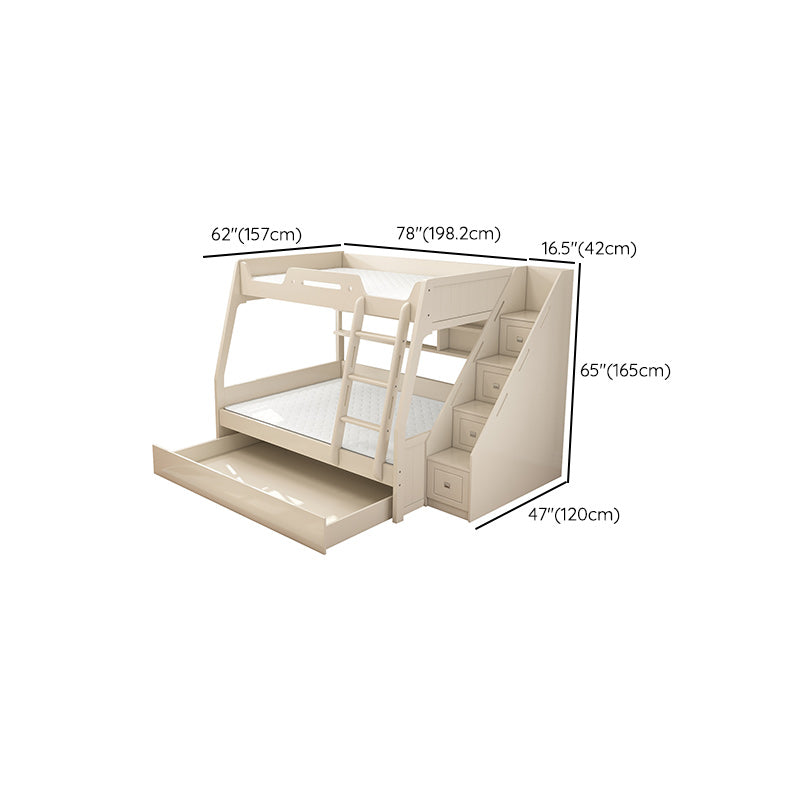 Contemporary Wood White Mattress Included with Drawers Rectangular Bunk Bed