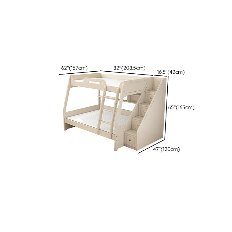 Contemporary Wood White Mattress Included with Drawers Rectangular Bunk Bed