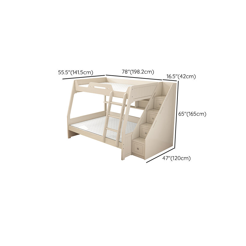 Contemporary Wood White Mattress Included with Drawers Rectangular Bunk Bed