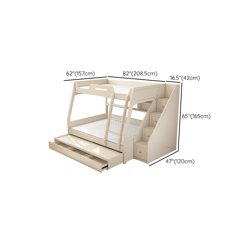 Contemporary Wood White Mattress Included with Drawers Rectangular Bunk Bed