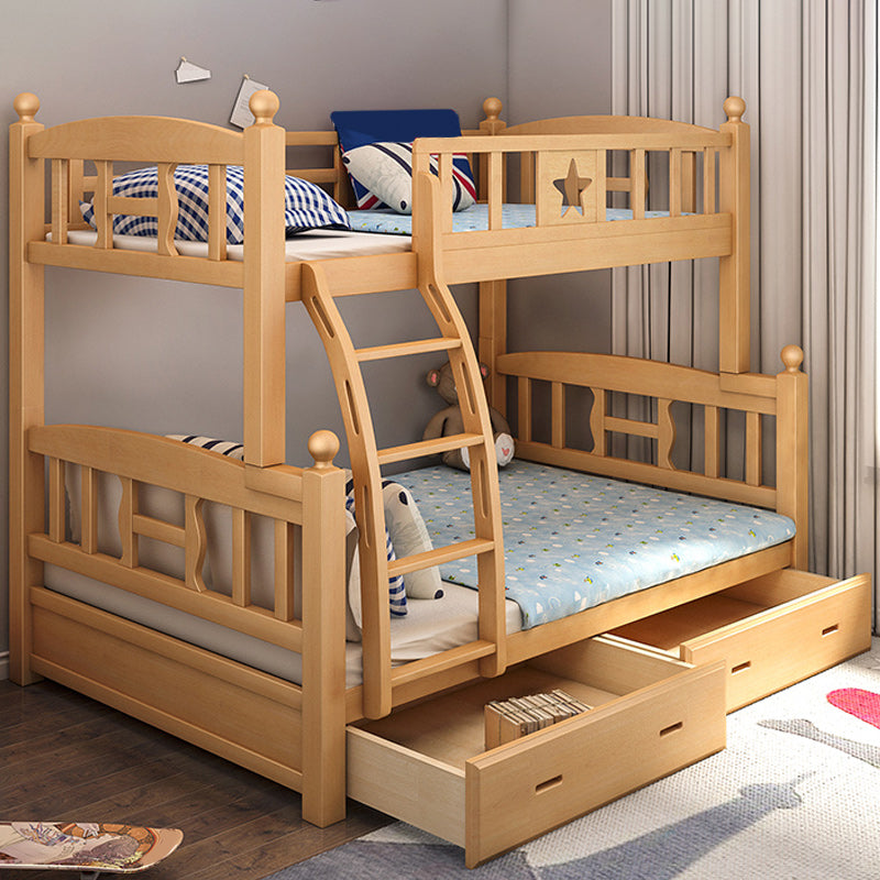 Natural Beech Bunk Bed Modern Bedroom Bunk Bed with Footboard