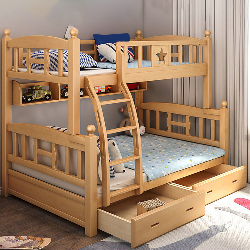 Natural Beech Bunk Bed Modern Bedroom Bunk Bed with Footboard