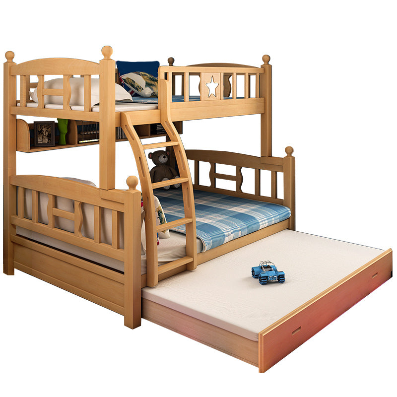 Natural Beech Bunk Bed Modern Bedroom Bunk Bed with Footboard