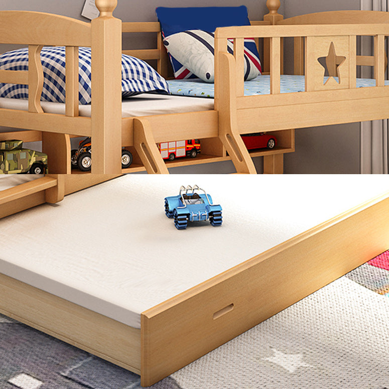 Natural Beech Bunk Bed Modern Bedroom Bunk Bed with Footboard