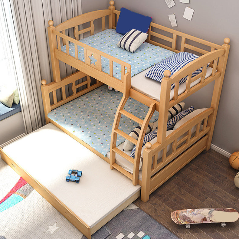 Natural Beech Bunk Bed Modern Bedroom Bunk Bed with Footboard
