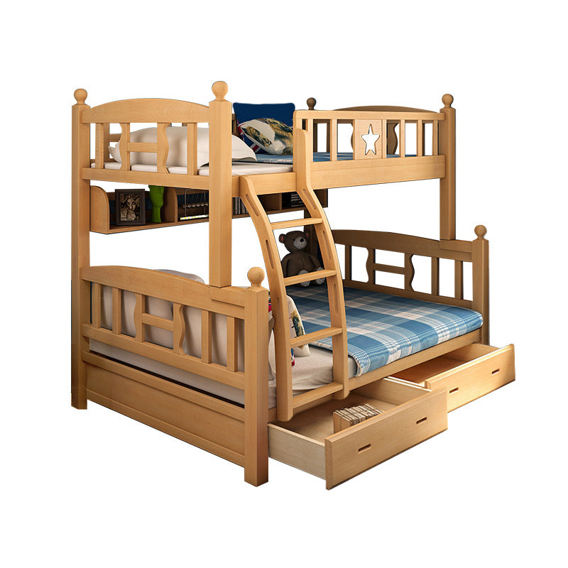 Natural Beech Bunk Bed Modern Bedroom Bunk Bed with Footboard