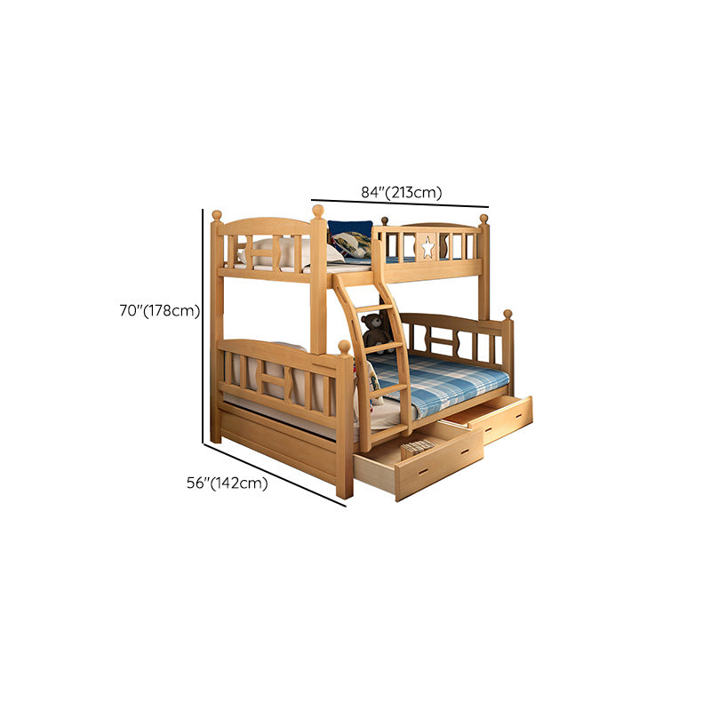 Natural Beech Bunk Bed Modern Bedroom Bunk Bed with Footboard