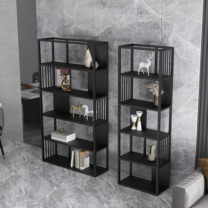 Industrial Metal Bookshelf Standard Black Open Back Bookcase with Shelves