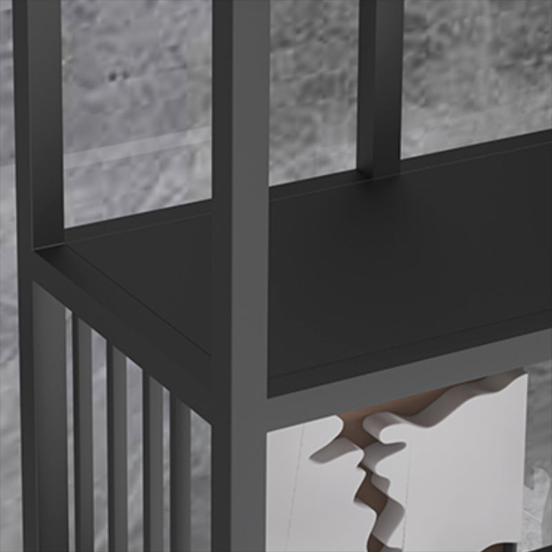 Industrial Metal Bookshelf Standard Black Open Back Bookcase with Shelves
